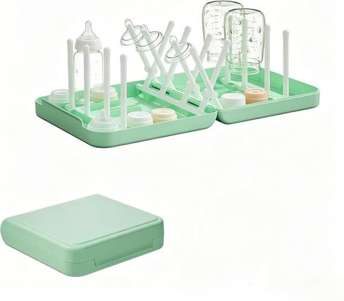 Travel Bottle Drying Rack with Tray and Drainer, Foldable, Portable. Space Saving Baby Bottle Drying Rack, Baby Essentials for Home&Travel,White in Saudi Arabia