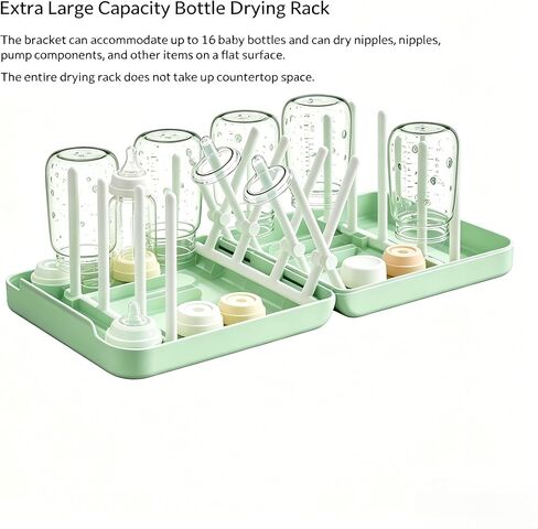 Travel Bottle Drying Rack with Tray and Drainer, Foldable, Portable. Space Saving Baby Bottle Drying Rack, Baby Essentials for Home&Travel,White in Saudi Arabia
