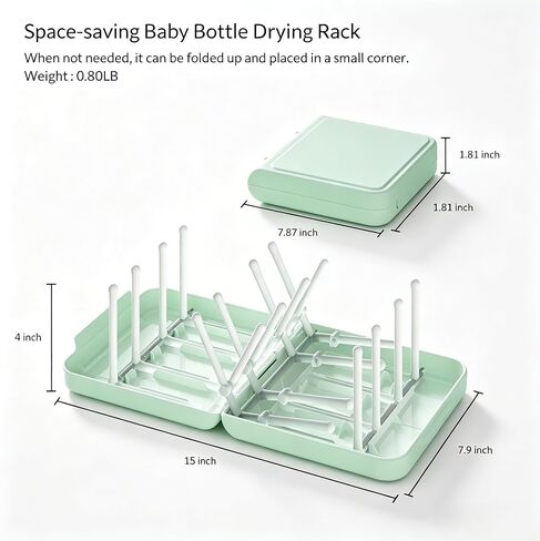 Travel Bottle Drying Rack with Tray and Drainer, Foldable, Portable. Space Saving Baby Bottle Drying Rack, Baby Essentials for Home&Travel,White in Saudi Arabia