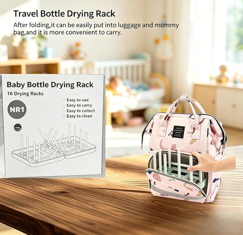 Travel Bottle Drying Rack with Tray and Drainer, Foldable, Portable. Space Saving Baby Bottle Drying Rack, Baby Essentials for Home&Travel,White in Saudi Arabia