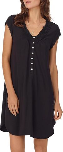 Eileen West Short Nightgown for Women - Eileen Soft Tencel Modal 36" Sleeveless Sleep Dress - Iconic Black, Large in Saudi Arabia
