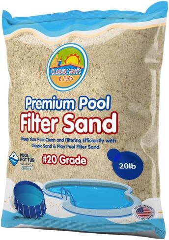 CLASSIC SAND & PLAY Swimming Pool Filter Sand for Above & Inground Pools, 20 lbs, Supports Residential and Commercial Filtration Systems, Premium Efficient Silica, No Clogging or Clumping, #20 Grade in Saudi Arabia