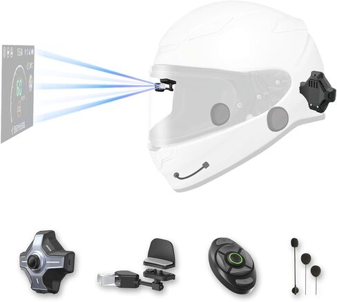 E6 Motorcycle Helmet HUD, Head Up Display, Bluetooth,GPS, CarPlay, Android Auto, Mesh Intercom, Rearview Camera, Remote Control, Noise Reduction, RGB Lights, IP66 for All Helmets in Saudi Arabia