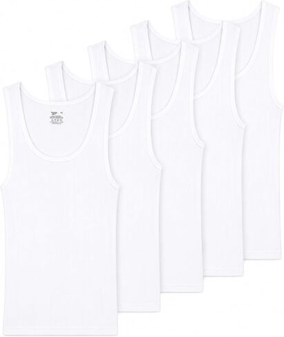 Reebok Mens Tank Top Undershirt - 3 Pack/5 Pack Breathable Cotton Mens Undershirts - Tagless Sleeveless Shirts for Men (S-XL), Size X-Large, White in Saudi Arabia