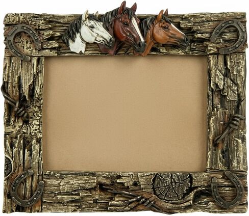 Comfy Hour Western Retro Collection Resin Art 7"x5" Photograph Imitated Deadwood Horsehead Photo Frame in Saudi Arabia