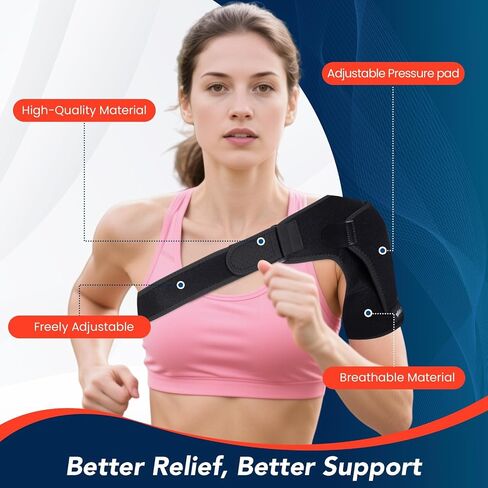 Shoulder Brace with Adjustable Compression Sleeve Rotator Cuff Support & Arm Sling, Hot/Cold Pack Compatible, Breathable Stabilizer for Pain Relief, Fits Left/Right Arm, Men & Women (Large) in Saudi Arabia
