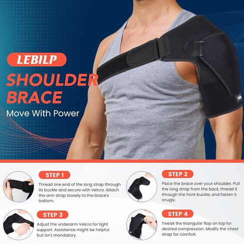Shoulder Brace with Adjustable Compression Sleeve Rotator Cuff Support & Arm Sling, Hot/Cold Pack Compatible, Breathable Stabilizer for Pain Relief, Fits Left/Right Arm, Men & Women (Large) in Saudi Arabia