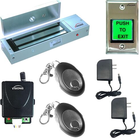 Visionis FPC-5019 One Door Access Control Inswinging Door 1200lbs Electromagnetic Lock Kit with Wireless Receiver and Remote Magnetic Lock System in Kuwait