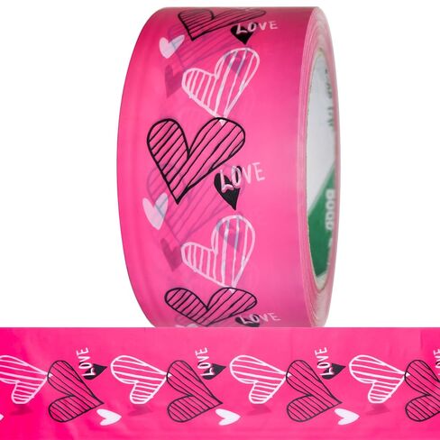 Designer Cute Packing Tape, Colorful Matte Printing Shipping Tape, Carton Decorative Tape for Sealing Boxes, 1.77" x 110 yd, Love - Pattern in Saudi Arabia