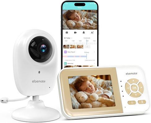 ebemate WiFi Video Baby Monitor,2.8" Display with 1080P Camera,No Glow Night Vision,2-Way Talk & 1500Ft Long Range,WiFi On/Off Cam Baby Monitoring EBS28 in Kuwait