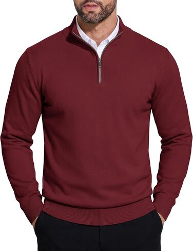 COOFANDY Mens Quarter Zip Pullover Slim Fit Lightweight Knit Pullover Sweaters Casual Polo Sweater in Saudi Arabia
