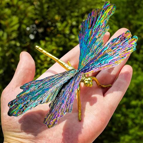 Dragonfly Statue Natural Electroplated Blue Tourmaline Dragonfly Decor Collection Natural Home Decor Healing Crystals Dragonfly Gift for Women (Silver Colorful Dragonfly-S, Small Size) in Saudi Arabia