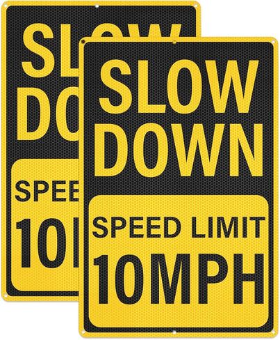 Slow Down Speed Limit 5 MPH Sign 12 x 18 Inches Reflective Aluminum Metal Traffic Sign Rust-Free Warning Signs for Driveway Parking Lots Neighborhoods Campground 2 Pack in Saudi Arabia