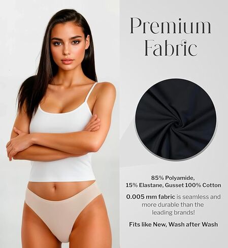 High Waisted Thongs for Women | No-Show Invisible Panty Lines | Seamless | 100% Cotton Gusset | 5 Pack in Saudi Arabia