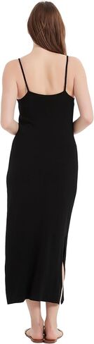 100% Merino Wool Women’s Casual Sleeveless Boat Neck Spaghetti Strap Bodycon Maxi Dress Black Long Dresses in Kuwait