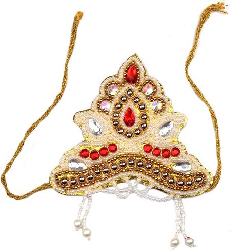 ASHIRWAD 5-inch Lord Krishna Mukut, Multicolour Gem Stones Thakurji Decorative Crown for Idols, Statue, Figurine for Janmashtami, Gokulashtami Ganpati Devi Kids (Mukut-1) in Kuwait