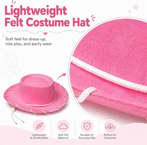 GiftExpress Felt Pink Western Cowgirl Cowboy Hat - Dressup Country & Rodeo Play Costume - Child Size Pink in Saudi Arabia