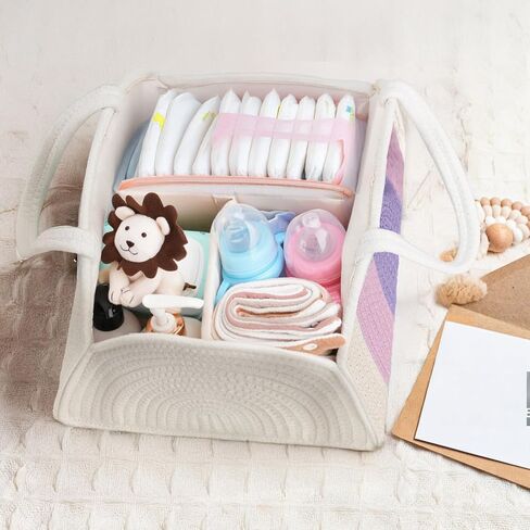 Baby Diaper Caddy Organizer, Baby Basket for Diapers and Baby Wipes, Newborn Essentials for Boys and Girls, Gift for Baby Shower,Rainbow Brown in Saudi Arabia