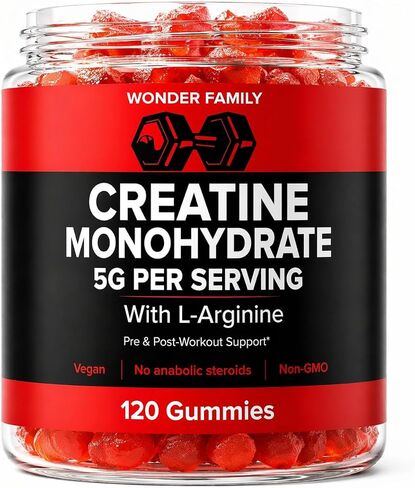 Creatine Monohydrate Gummies 5g with Vitamins B6, B12 - Boost Strength & Recovery with Creatine Chewables - Tasty Creatine for Men Muscle Gain - Creatina Monohidratada en Gomitas - 120 Creatine Gummys in Saudi Arabia