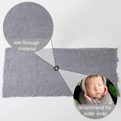 Newborn Baby Photography Props Outfits Hat Long Ripple Wrap Set for Boys Girls Photography (Light Gray) in Saudi Arabia