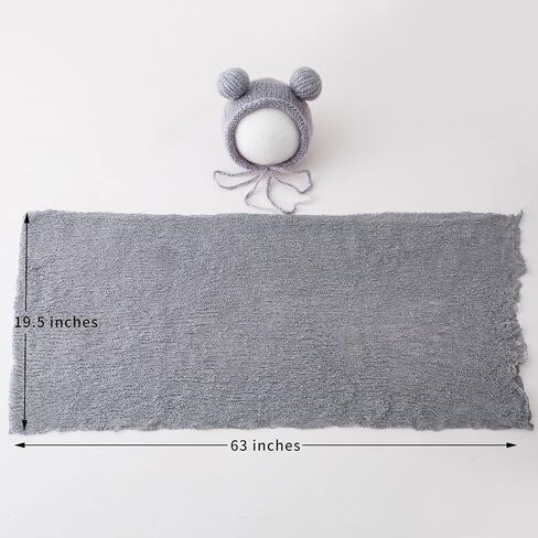 Newborn Baby Photography Props Outfits Hat Long Ripple Wrap Set for Boys Girls Photography (Light Gray) in Saudi Arabia