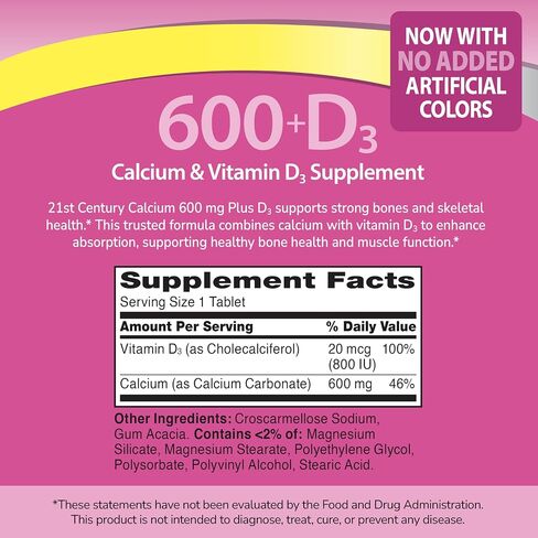21st Century Calcium Plus D Supplement Tablet , 600 mg, 400 Count in Kuwait