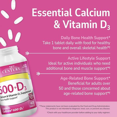 21st Century Calcium Plus D Supplement Tablet , 600 mg, 400 Count in Kuwait