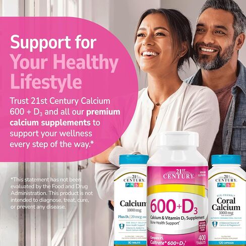 21st Century Calcium Plus D Supplement Tablet , 600 mg, 400 Count in Kuwait