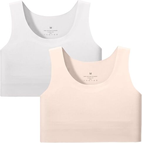 Girls Soft Training Bras 7-12 Seamless First Bra Girls Sports Bras Longline Crop Bra - No Pads, Chest Double Lined in Saudi Arabia