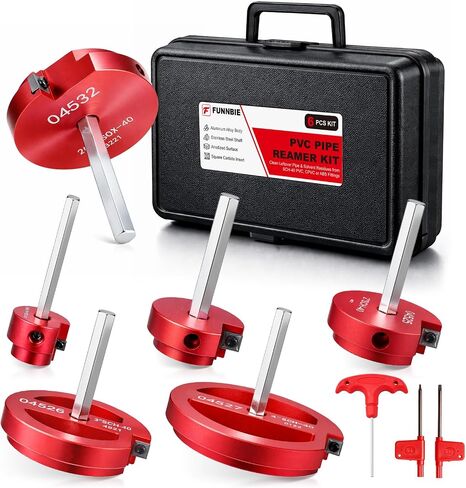 6Pcs PVC Pipe Reamer Kit, Durable Aluminum PVC Fitting Saver for Sch.40 CPVC, ABS, Lightweight Socket Hub Saver Includes 3/4", 1", 1-1/2", 2", 3", 4", Plumbing Tool Fits Standard 1/2" Drill in Kuwait