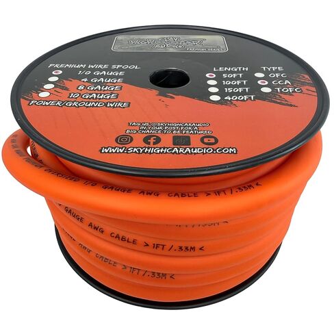 50 ft CCA 1/0 Gauge Oversized Purple Power Ground Wire Sky High Car Audio in Saudi Arabia