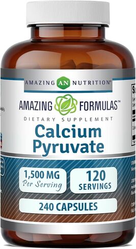 Amazing Formulas Calcium Pyruvate 1500mg Per Serving 240 Capsules Supplement | Non-GMO | Gluten Free | Made in USA in Saudi Arabia