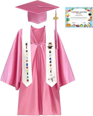 Shiny Kindergarten Graduation Gown and Cap Set with 2025 Tassel (Pink, 30) in Saudi Arabia