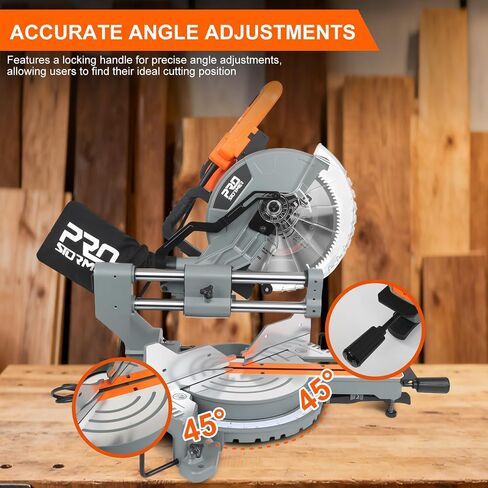 Prostormer 12-Inch Sliding Compound Miter Saw, 15-Amp Corded Dual Bevel Miter Saw with LED Light & Sliding Arm, for Wood, Decking, Laminate Cutting in Saudi Arabia