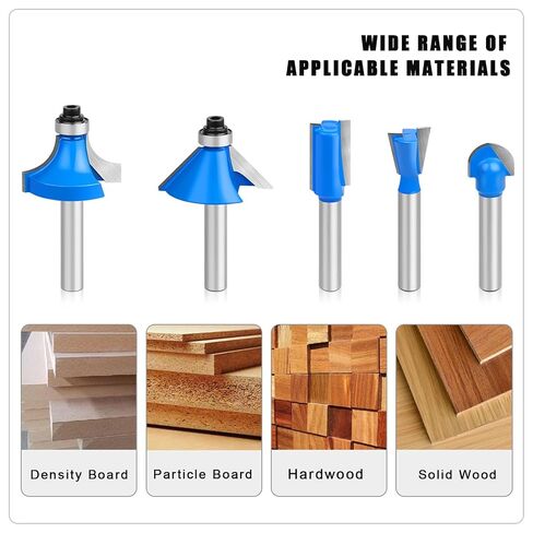 Router Bits Set 1/4" Inch Shank Tungsten Carbide Router Bits 15PCS T Shape Woodwork Tools for Commercial Users and Beginners (Yellow) in Saudi Arabia