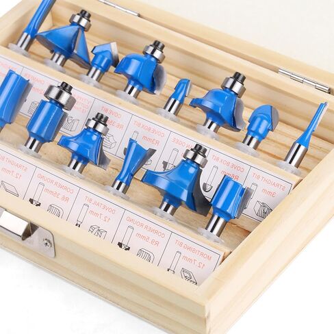 Router Bits Set 1/4" Inch Shank Tungsten Carbide Router Bits 15PCS T Shape Woodwork Tools for Commercial Users and Beginners (Yellow) in Saudi Arabia