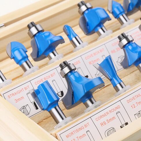 Router Bits Set 1/4" Inch Shank Tungsten Carbide Router Bits 15PCS T Shape Woodwork Tools for Commercial Users and Beginners (Yellow) in Saudi Arabia