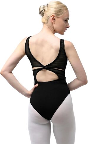 Women's Black Mesh Cutout Leotard for Dance or Gymnastics 03D2406 in Saudi Arabia