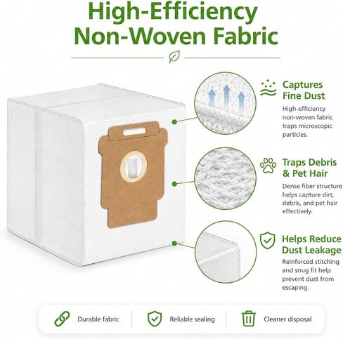 6 Pack Vacuum Cleaner Dust Bags Compatible with iRobot Roomba S9 S9+ i7 i7+ i3 i3+ i4 i4+ j7 j7+ i8 i8+ Automatic Dirt Disposal Bag, 2.8L High Efficiency Non-Woven Replacement Bags - with Hole in Saudi Arabia