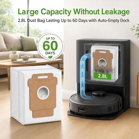 6 Pack Vacuum Cleaner Dust Bags Compatible with iRobot Roomba S9 S9+ i7 i7+ i3 i3+ i4 i4+ j7 j7+ i8 i8+ Automatic Dirt Disposal Bag, 2.8L High Efficiency Non-Woven Replacement Bags - with Hole in Saudi Arabia