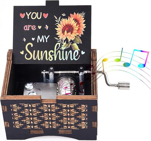 صناديق الموسيقى You are My Sunshine، صندوق موسيقى عتيق منقوش يدويًا فريد من نوعه، هدية عيد ميلاد لصديقك وزوجته وصديقتك وأمك in Kuwait