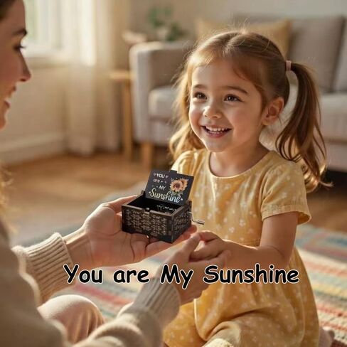 صناديق الموسيقى You are My Sunshine، صندوق موسيقى عتيق منقوش يدويًا فريد من نوعه، هدية عيد ميلاد لصديقك وزوجته وصديقتك وأمك in Kuwait