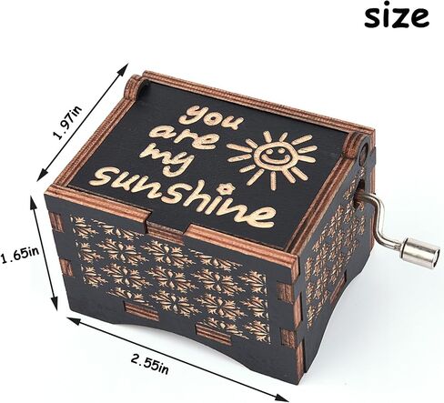صناديق الموسيقى You are My Sunshine، صندوق موسيقى عتيق منقوش يدويًا فريد من نوعه، هدية عيد ميلاد لصديقك وزوجته وصديقتك وأمك in Kuwait
