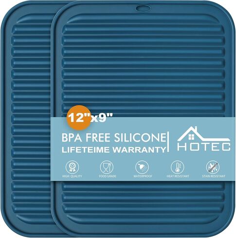 HOTEC Silicone Trivets for Hot pots and Pans, Heat Resistant for Kitchen Counter Dish Drying Mat, Set of 2 Dark Grey in Saudi Arabia
