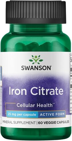 Swanson Iron Citrate 25 Milligrams 60 Veg Capsules in Saudi Arabia