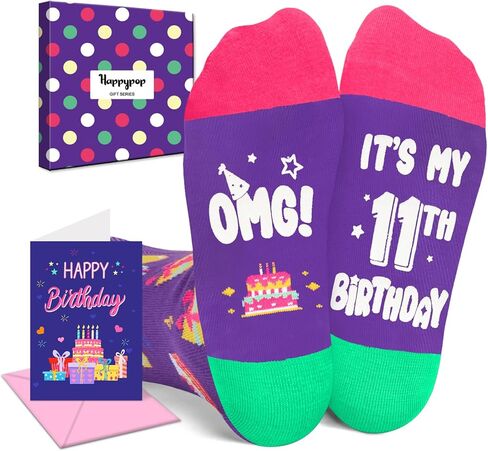HAPPYPOP 10th Birthday Gifts Ideas for Girls - Socks for 10 Year Old Tween Girls Boys, Present for 10 Year Olds in Saudi Arabia