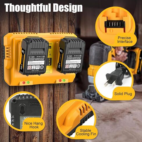 Lenoya Upgraded 5.0Ah 20V Max Battery with DCB102 Dual Charger Replacement for Dewalt 20V Battery Charger Combo in Saudi Arabia