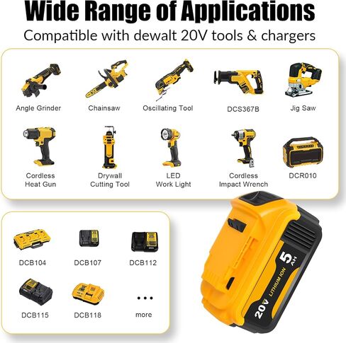 Lenoya Upgraded 5.0Ah 20V Max Battery with DCB102 Dual Charger Replacement for Dewalt 20V Battery Charger Combo in Saudi Arabia