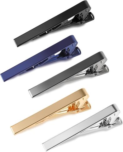 vivinin 5P Tie Clips For Men, Classic Tie Bar Gold Silver Black, Stainless Steel Tie Clip For Business, Wedding, Anniversary, Father's Day Gifts and Daily Life in Saudi Arabia