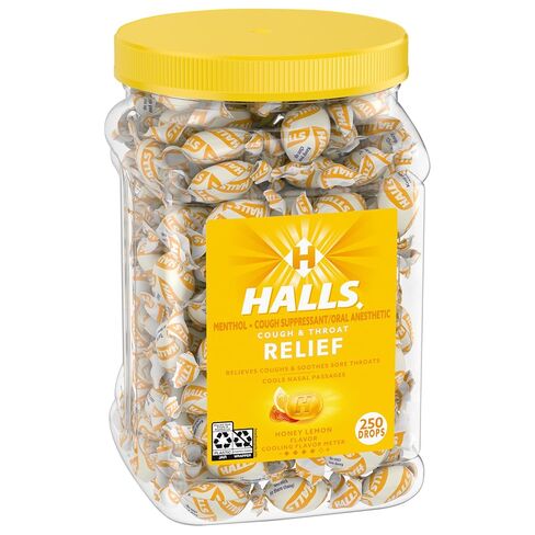HALLS Relief Honey Lemon Cough Drops, Bulk Cough Drops, 250 Drops in Kuwait